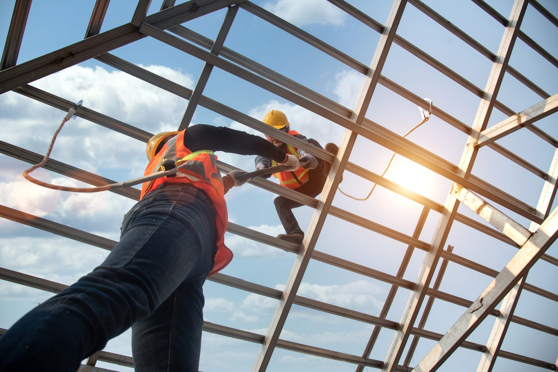 Construction,Workers,Install,New,Roofs,,Roofing,Tools,And,Fall,Protection Bathroom Remodeling Services